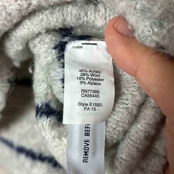 Madewell Roundtrip Turtleneck Sweater in Stripe sz Large Grey Navy Blue - Picture 5 of 9